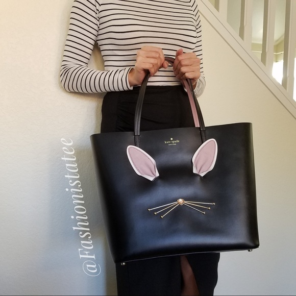 NWT KATE SPADE LEATHER HOP TO IT TOTE RABBIT BAG - Picture 2 of 8